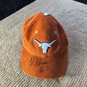 Texas Longhorns Orange Autographed Cap ( A J Abram #7 )with Embroidered Logo